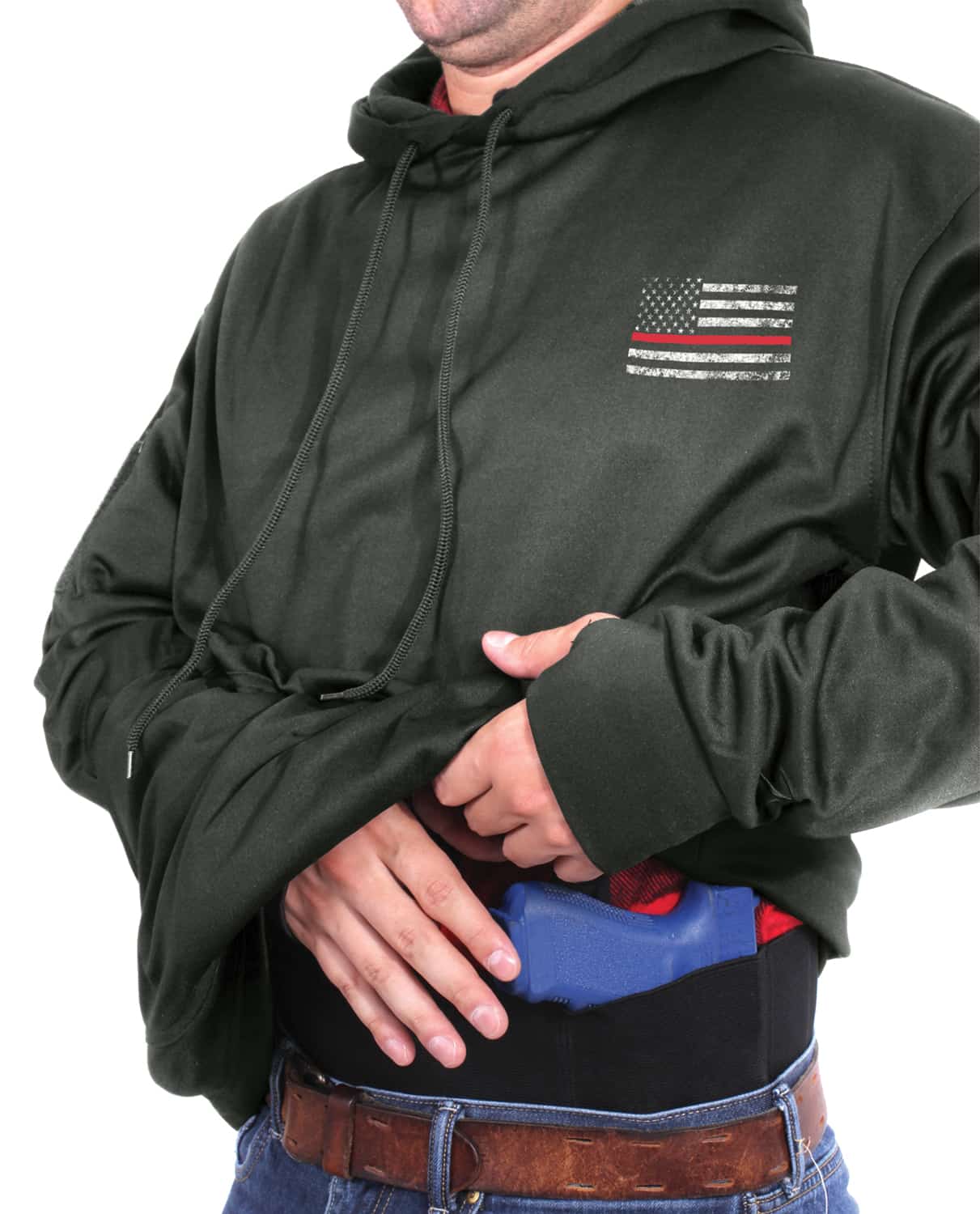Thin Red Line Flag Concealed Carry Hooded Sweatshirt
