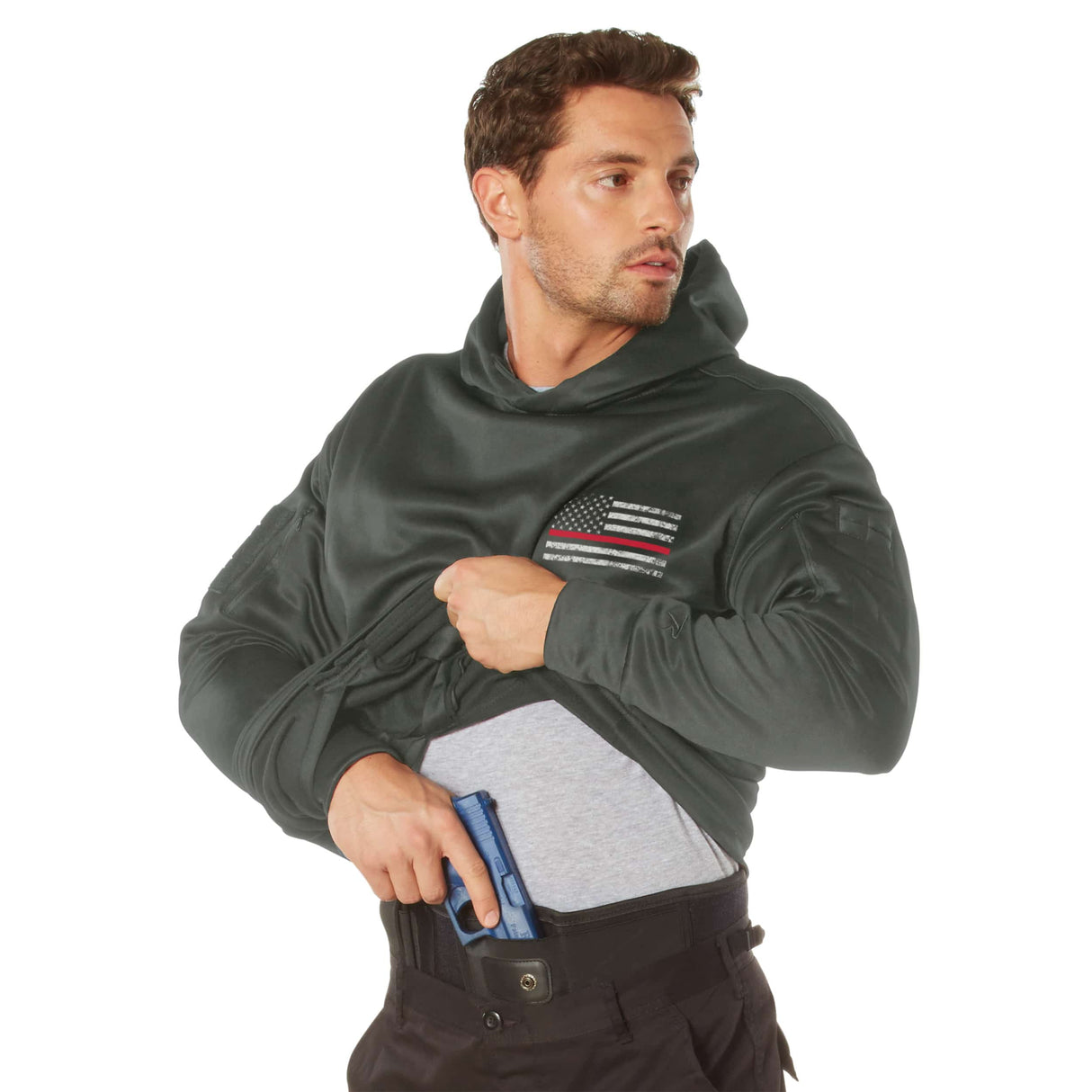 Thin Red Line Flag Concealed Carry Hooded Sweatshirt
