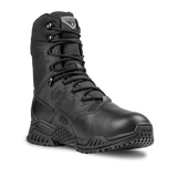 The Condor Brigade 8-inch Tactical Boot features a black design with a rugged sole, reinforced toe, mesh panels, and lace-up front, shown against a plain white background.