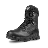 The Condor Brigade 8-inch Tactical Boots in black feature reinforced toes, high ankle support, a textured sole, and a lace-up front, shown against a plain white background.