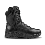 The Condor Brigade 8-inch Tactical Boots - Zip (Black) feature a side zipper, lace-up front, textured sole, and reinforced panels, shown on a white background.