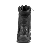 The Condor Brigade 8-inch Tactical Boots - Zip (Black) are shown from the back, featuring a reinforced heel, textured sole, and "Condor" branding on the upper heel.