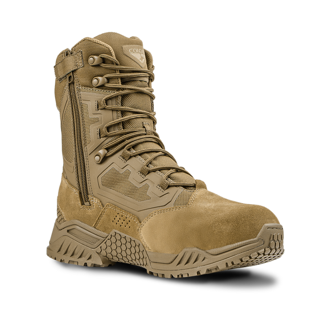 The Condor Brigade 8-inch Tactical Boots - Zip in coyote brown feature a lace-up design.