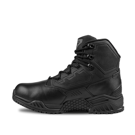 The Condor Brigade 6-inch Tactical Boots in black feature a rugged sole, reinforced toe, and high ankle support, displayed from the side against a plain white background.