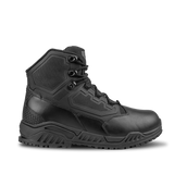 The Condor Brigade 6-inch Tactical Boots in black feature reinforced ankle support, a textured sole, and hexagonal detailing, displayed in a side profile against a plain white background.