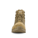 Front view of Condor Brigade 6-inch Tactical Boots in Coyote Brown with tied laces and textured rubber sole, photographed on a white background.