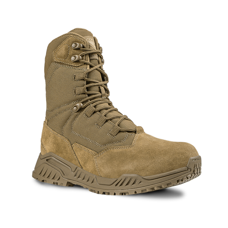 Condor Brigade 8-inch Tactical Boots - AR670 in tan, featuring a high ankle, thick textured sole, lace-up front, reinforced toe, and Condor branding on the tongue, shown against a plain white background.