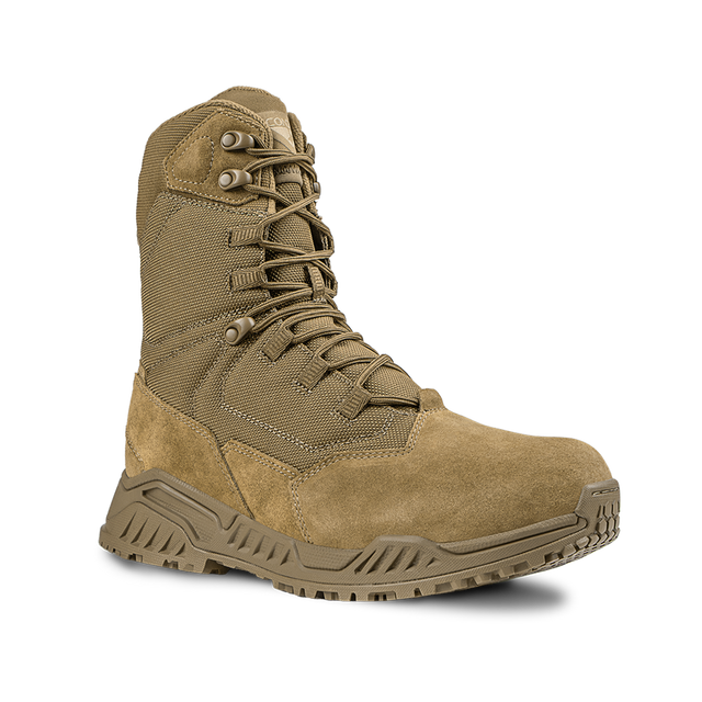 Condor Brigade 8-inch Tactical Boots - AR670 in tan, featuring a high ankle, thick textured sole, lace-up front, reinforced toe, and Condor branding on the tongue, shown against a plain white background.