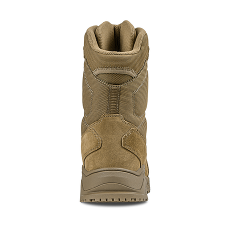 The Condor Brigade 8-inch Tactical Boots - AR670 are shown from the back, featuring a rugged sole, reinforced heel, and padded collar, all displayed against a white background.