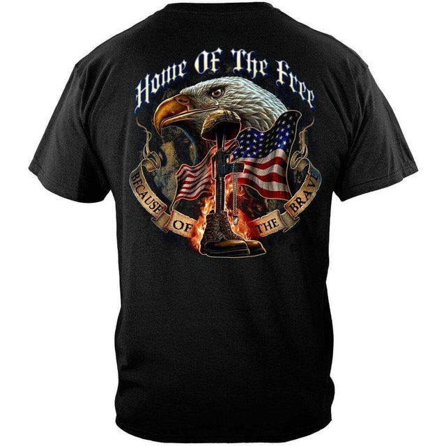 Home of the Free Because of the Brave Military T-Shirt - Black