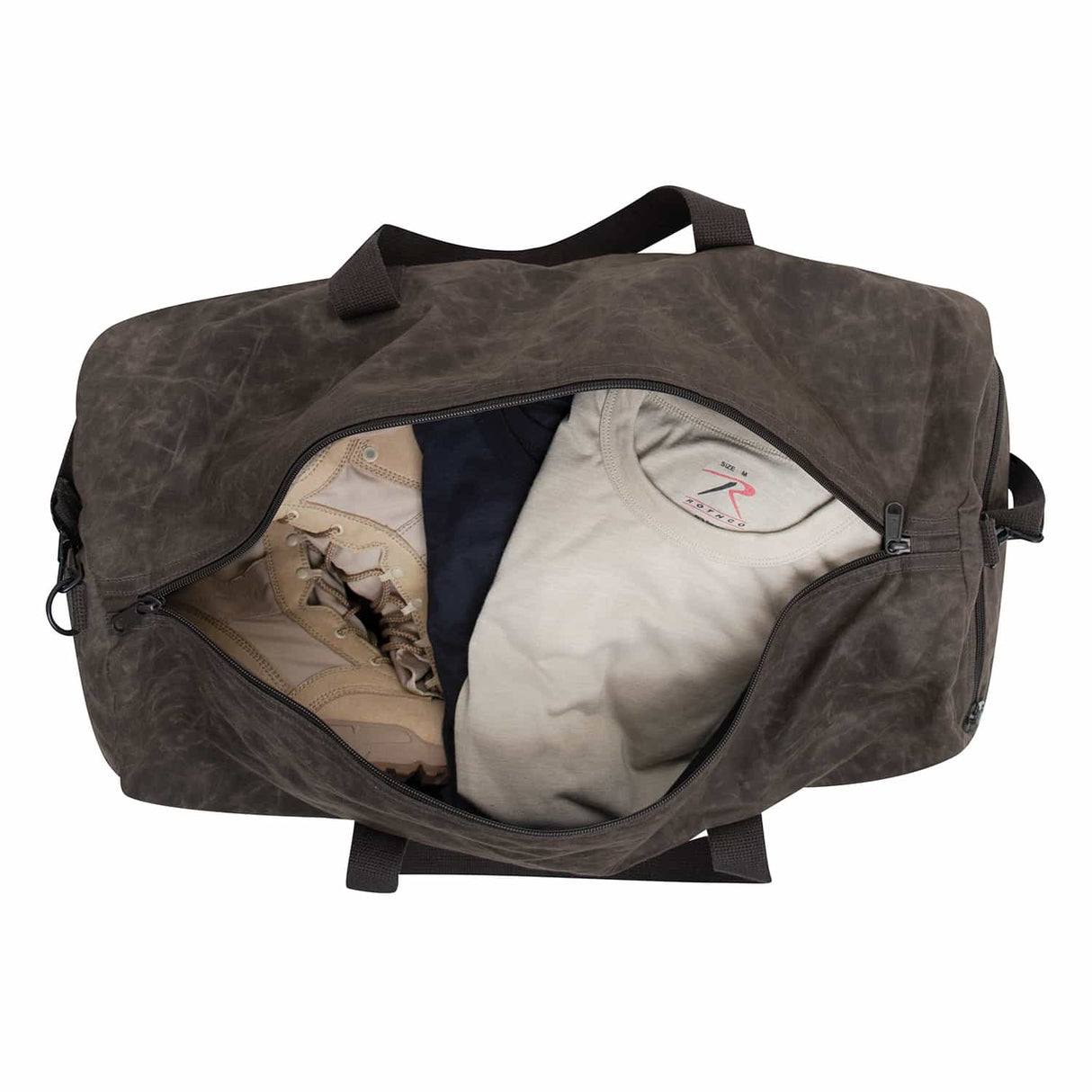 24-Inch Vintage Round Waxed Canvas Duffle Bag