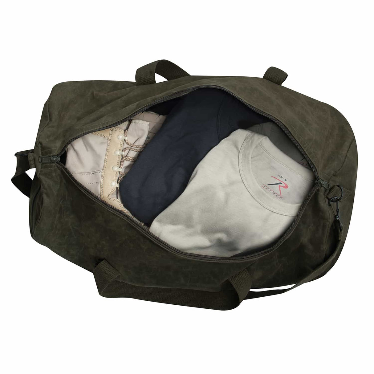 24-Inch Vintage Round Waxed Canvas Duffle Bag