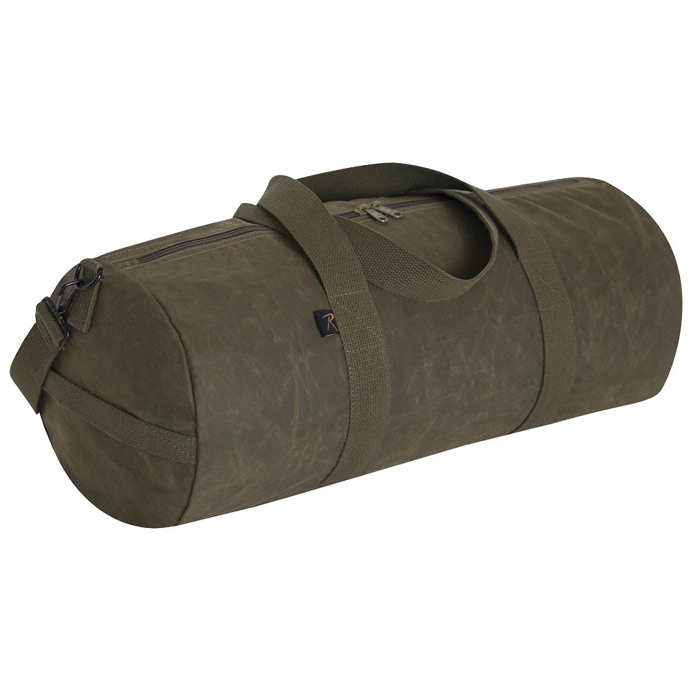 24-Inch Vintage Round Waxed Canvas Duffle Bag