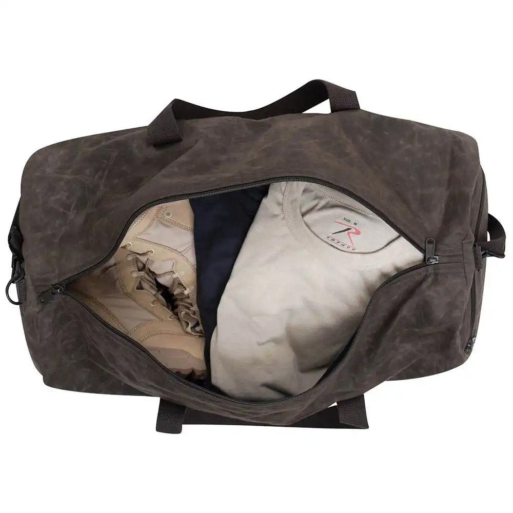 24-Inch Vintage Round Waxed Canvas Duffle Bag