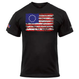 Full-Color Distressed Colonial Betsy Ross Flag Black T-Shirt