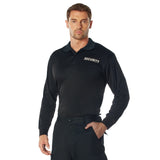 Security Black Moisture Wicking Long Sleeve Polo Shirt