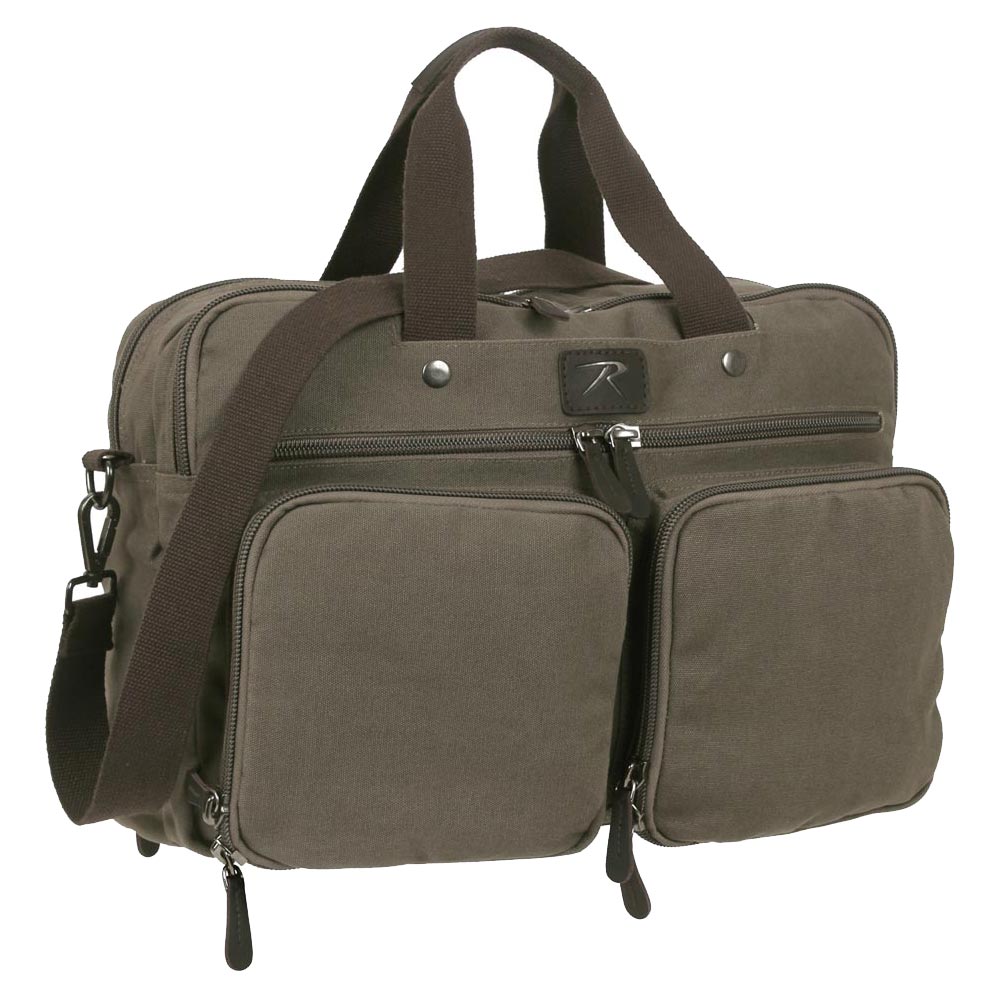 Vintage Military Style Convertible Canvas Briefcase Backpack