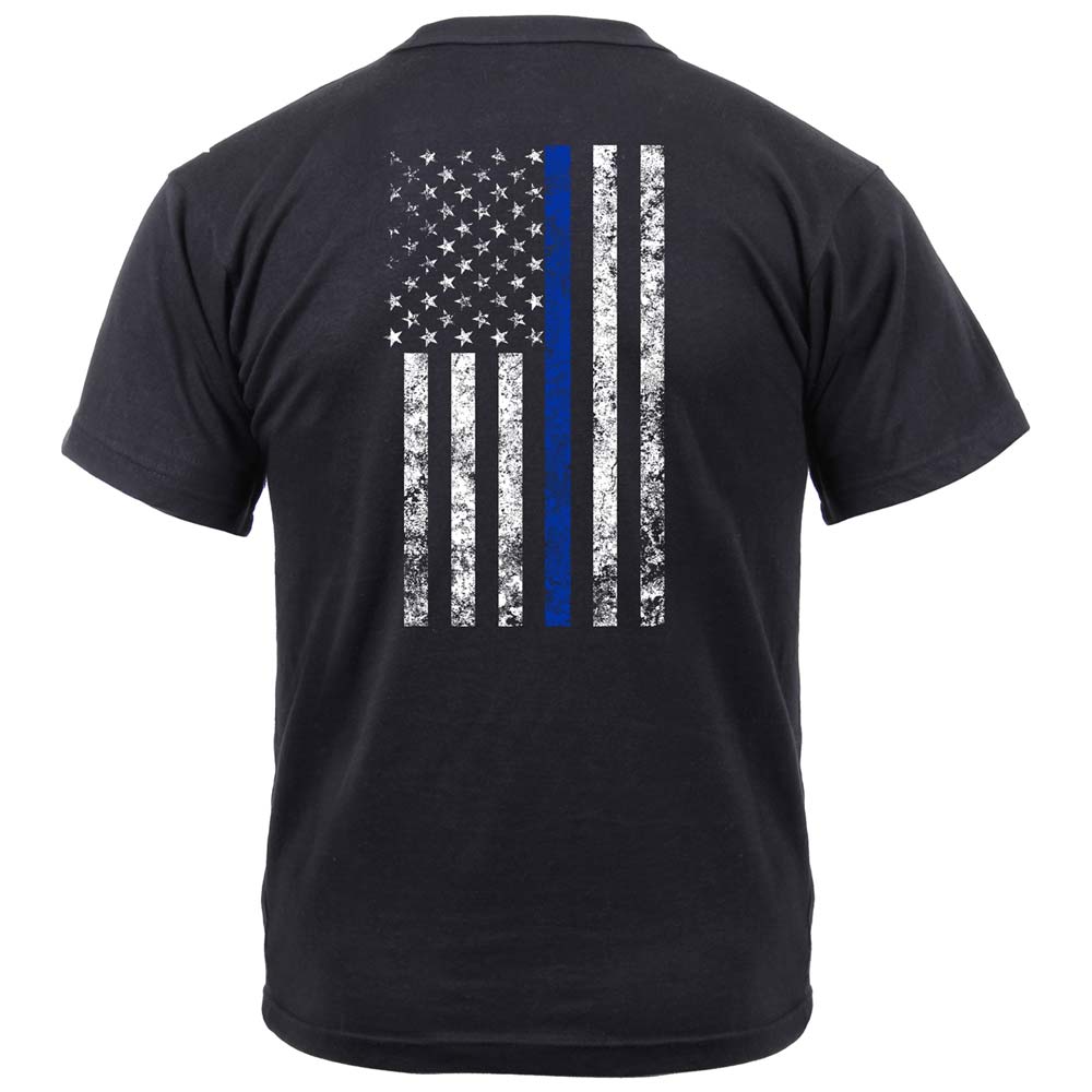 Men's Thin Blue Line Shield & Flag Police T-Shirt