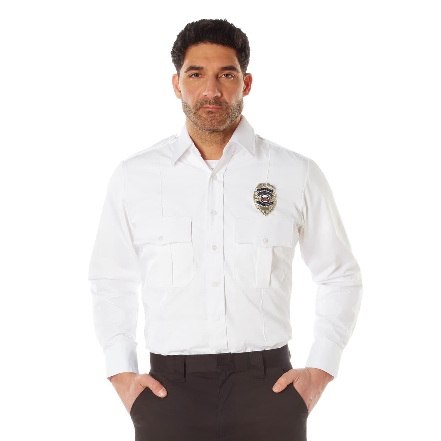 police警察グッズコスチューム 白シャツ 長袖 Genuine Police Issue White Long Sleeve Uniform Shirt