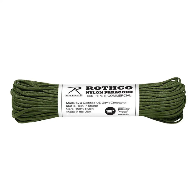 USA Made Enhanced Nylon Olive Drab Paracord - 100 Foot