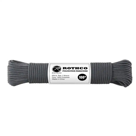 Enhanced Charcoal Grey Polyester Paracord - 100 Feet