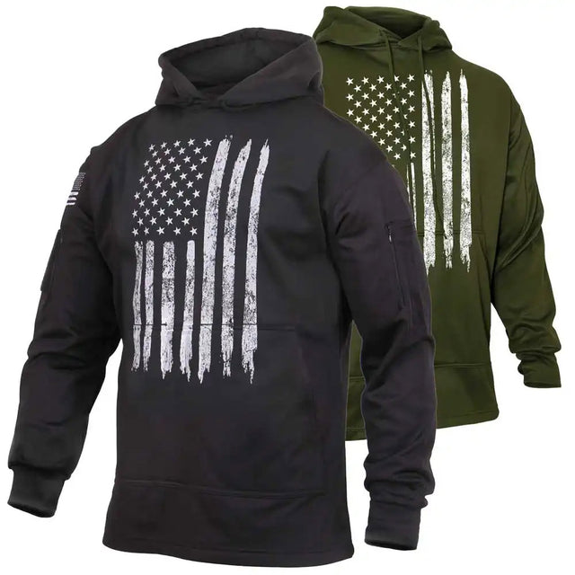 Distressed White US Flag CCW Pullover Hooded Sweatshirt