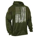 Distressed White US Flag CCW Pullover Hooded Sweatshirt