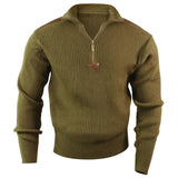 Olive Drab Acrylic Quarter Zip Military Commando Sweater