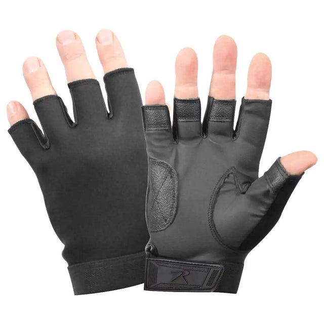 Black Lightweight Neoprene Half-Finger Winter Duty Gloves