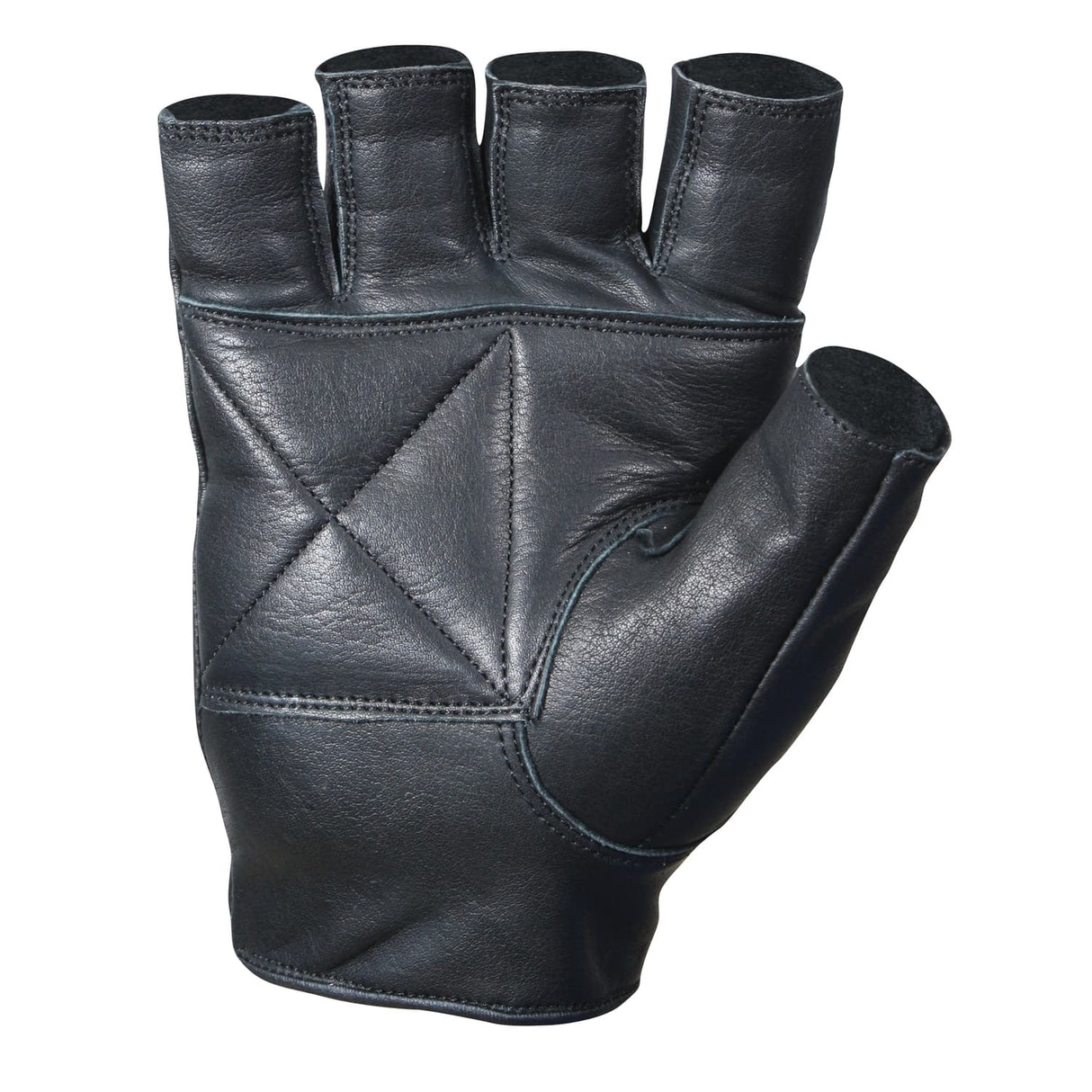 Fingerless Black Leather Biker Gloves
