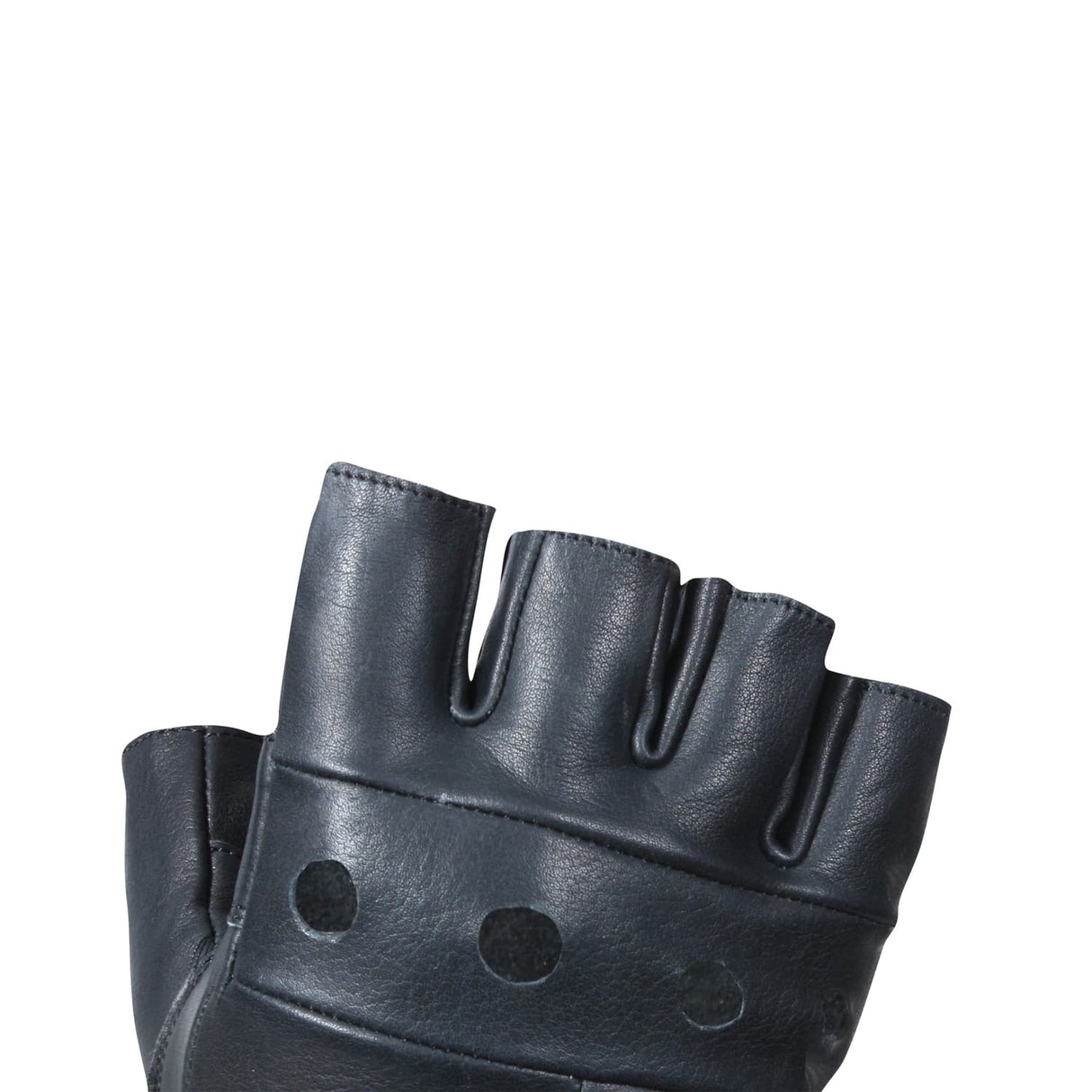 Fingerless Black Leather Biker Gloves