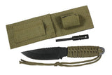 Olive Drab Paracord Survival Knife with Fire Starter