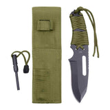 Olive Drab Paracord Fire Starter 3.75-Inch Large Survival Knife