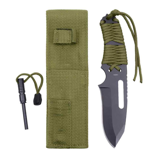 Olive Drab Paracord Fire Starter 3.75-Inch Large Survival Knife