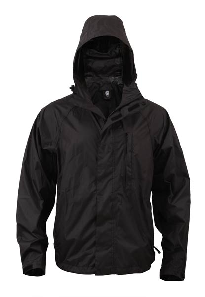 Black Pack-Away Wateproof Rain Jacket