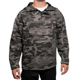 Black Camo Military Style Hooded Anorak Parka