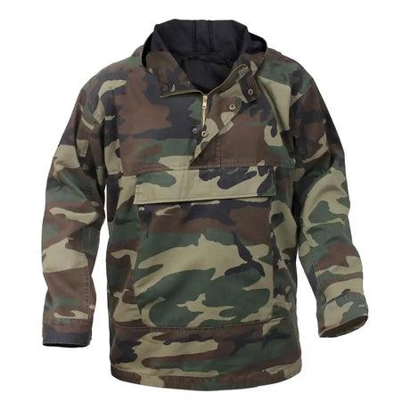 Green Camo Military Style Anorak Parka