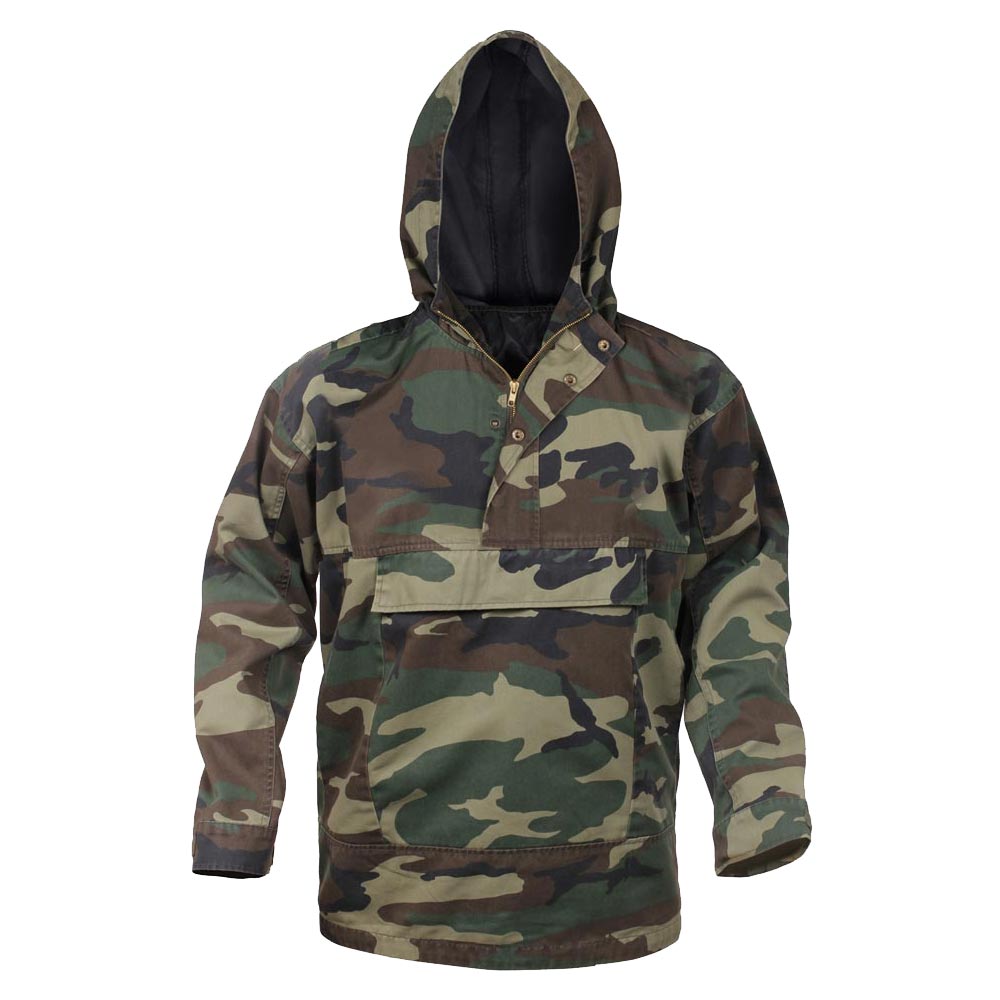 Green Camo Military Style Anorak Parka