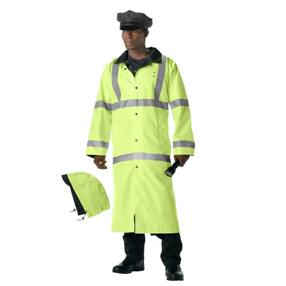Law Enforcement Rain Jackets High-Visibility Reversible Long Police Rain Coat