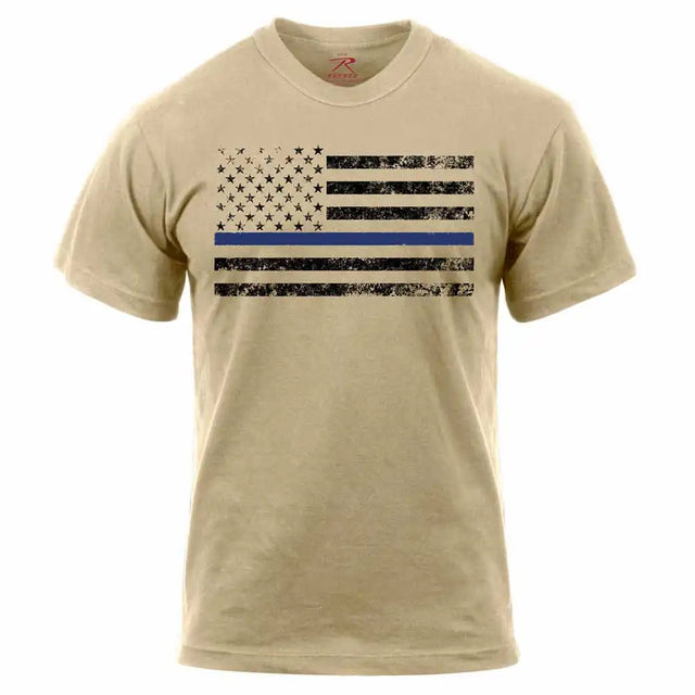 Thin Blue Line American Flag Desert Sand T-Shirt