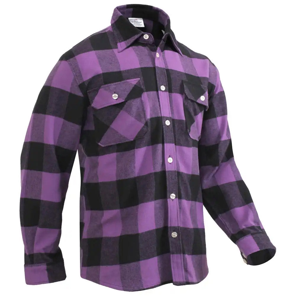 Heavyweight Purple Buffalo Plaid Flannel Shirt