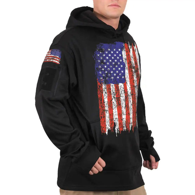 Distressed US Flag Concealed Carry Hooded Sweatshirt