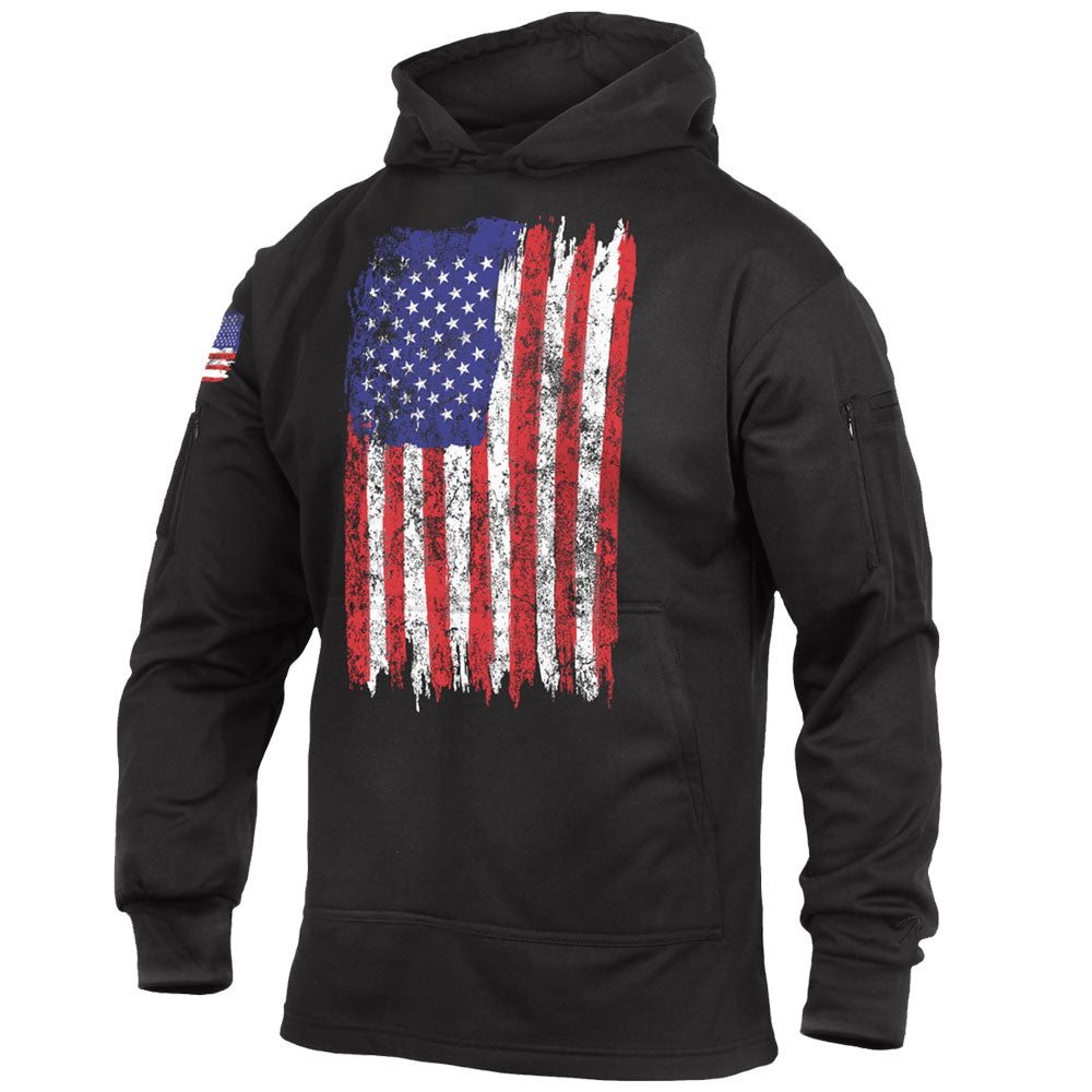 Distressed US Flag Concealed Carry Hooded Sweatshirt