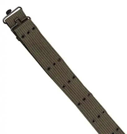 Basic Issue Olive Drab G.I. Style Canvas Pistol Belt with Metal Buckle