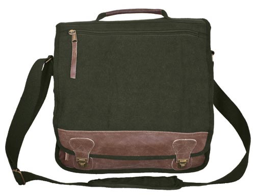 Vintage Euro-Style Canvas Messenger Bag - Olive Drab