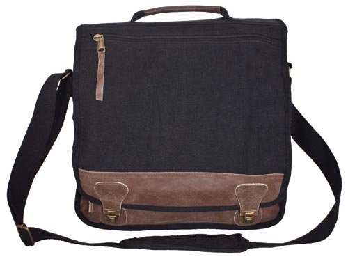 Vintage Euro-Style Canvas Messenger Bag - Black