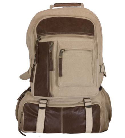 Vintage Cantabrian Excursion Canvas Backpack - Khaki