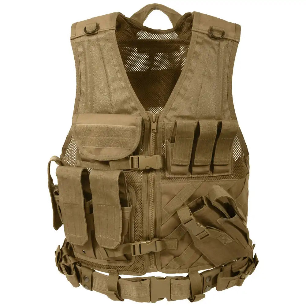 Coyote Brown Tactical Cross Draw Molle Military Vest