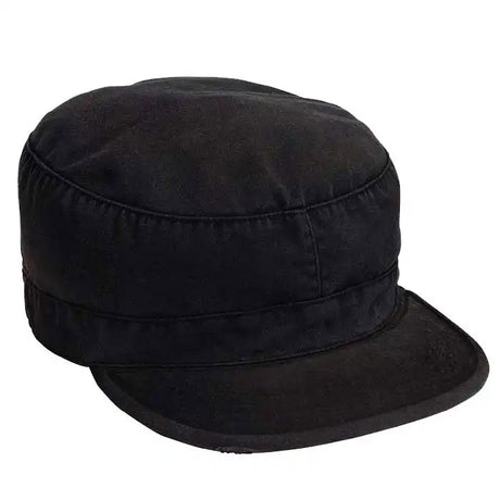 Black Vintage Military Patrol Cap