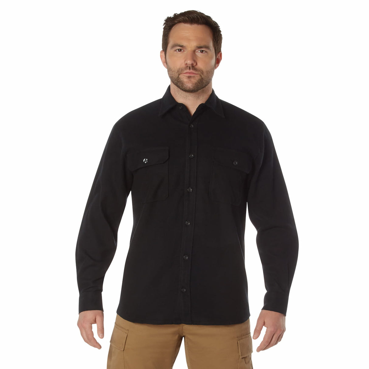 Heavyweight Solid Flannel Button Down Shirt